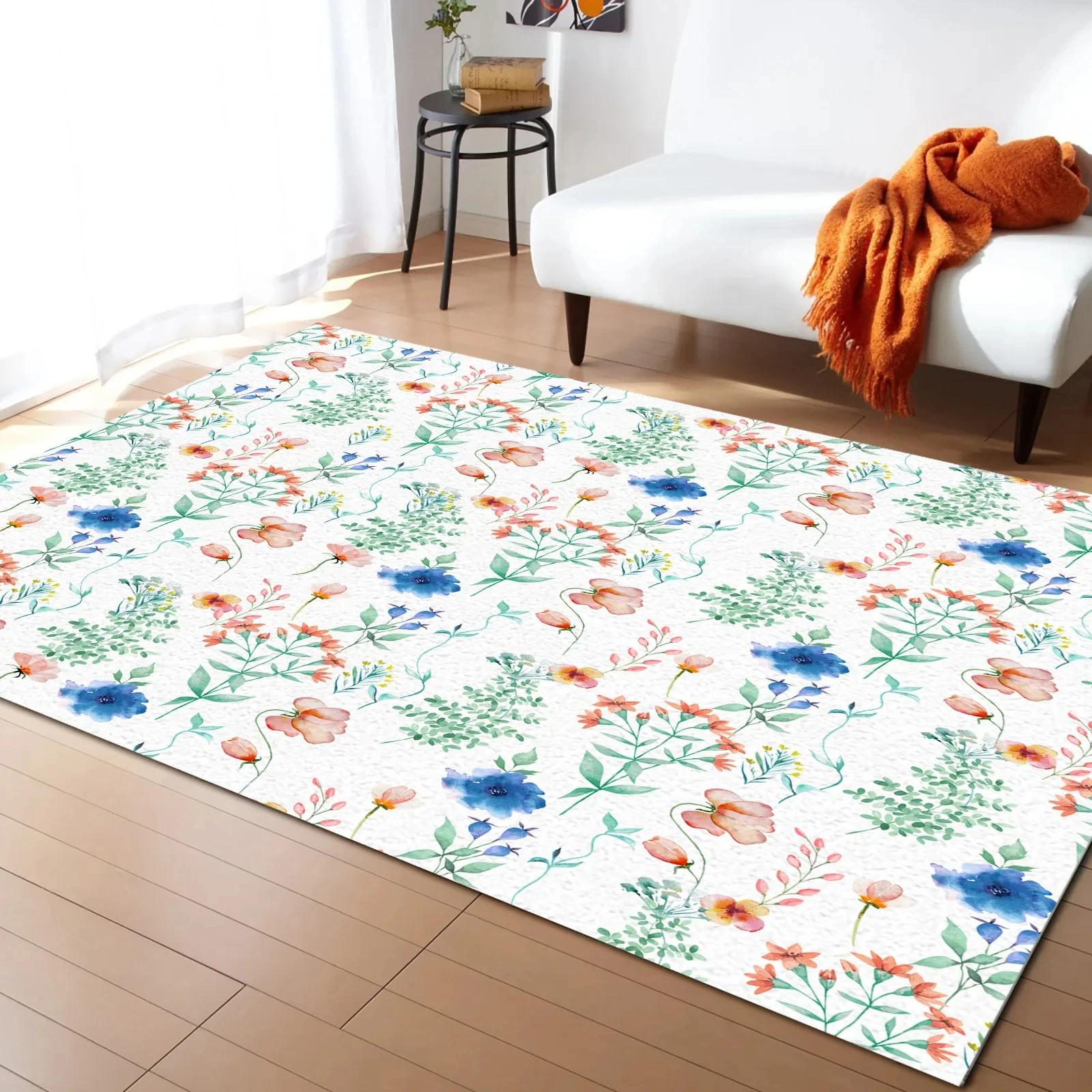 

Botanical Flower Carpet Herbal Plant Floral Rug For Living Room Bedroom Bathroom Decor Non Slip Floor Mat Home Entrance Doormat 40x60cm 16x24 inch