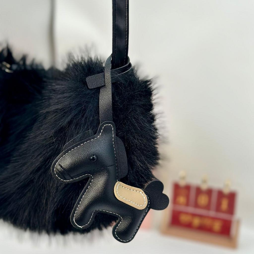 Cross-border popular PU leather pony bag clothing pendant car keychain cartoon accessories pony pendant