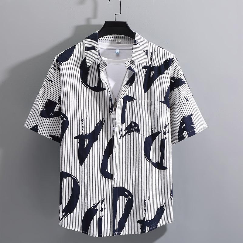 Мужская рубашка большого размера для работы на высоких и больших размерах, с принтом, свободный костюм из хлопка с коротким рукавом 6XL-12XL 12XL белый