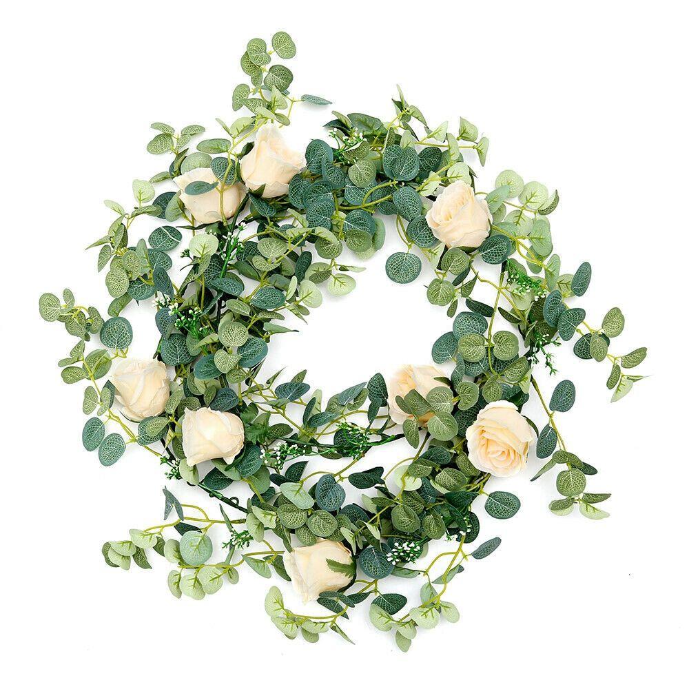 Handmade Faux Fake Plant Ivy Welcome Sign Eucalyptus Garland Garland Artificial Flower Rose Vine Home Decro