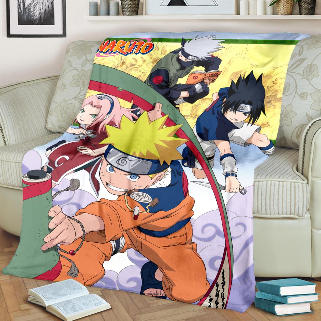 Anime-Naruto Print Blanket Warm Comfortable Flannel Blanket for Bedrooms, Sofas, Beds, Chairs, Picnics, Travel -LXR57