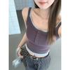 Chic Color-Block Camisole: Pure Desire Style, High-End Feel Women's Base Layer Fake Two-Piece Top
