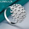 925 Sterling Silver Round Coral 5 6 7 8 9 10 Ring Charm Fashion Jewelry
