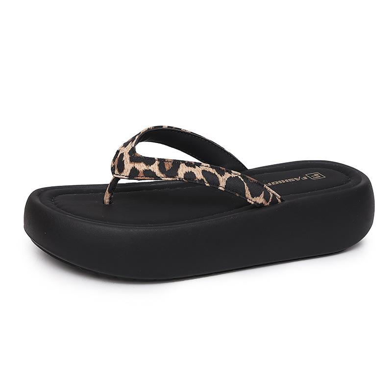 Infradito con suola alta donna stampa leopardata estive antiscivolo nuove casual versatili sandali da spiaggia mare donna