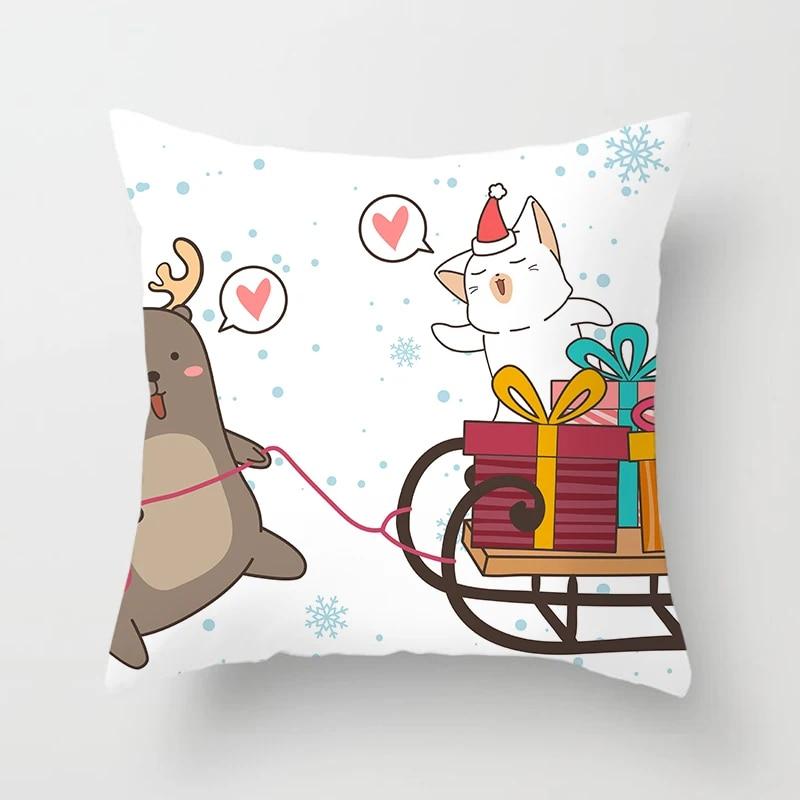 Christmas Elk Home Pillowcase Christmas Printed Bed Home Decor Cushion Cover Christmas Decorative Pillowcase