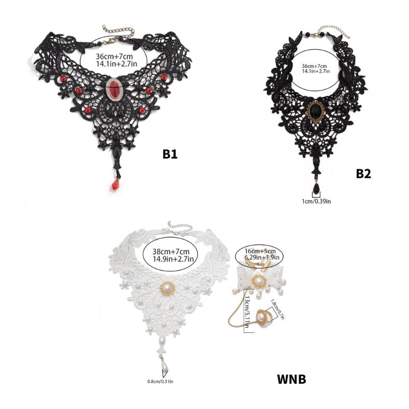 Elegant Lace Gothic Necklace with Blood Drop Pendant Women Choker Halloween Neck Chain Choker Retro Punk Accessories