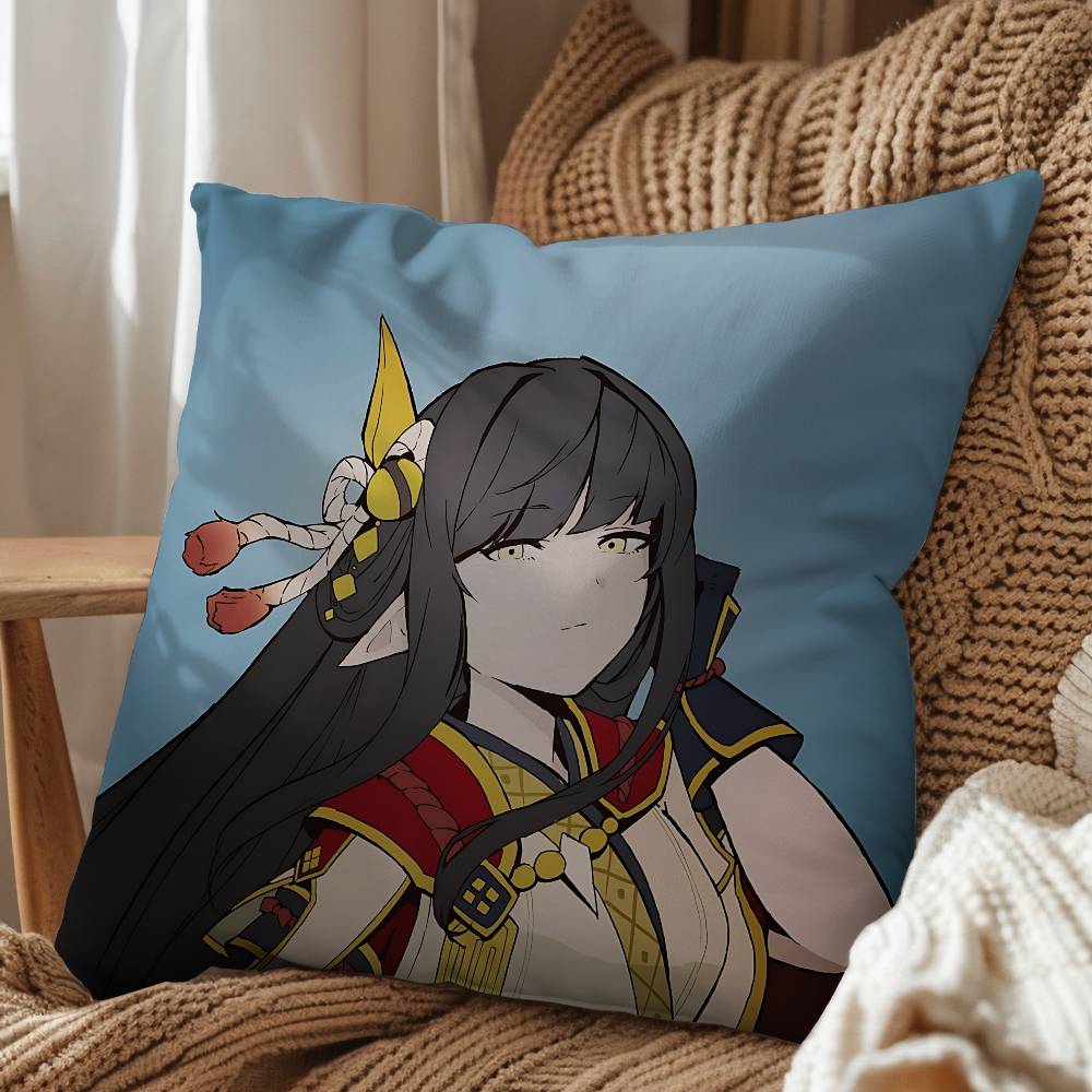 Hinoa game Minoto Hunter Rise Pillow Case Antidustmite Pillowcase Invisible zipper silky short plush Sofa cushion cover