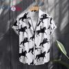 Men's Black Horse Print Men's Short Sleeve Shirt Men's Shirt Summer 2025 New