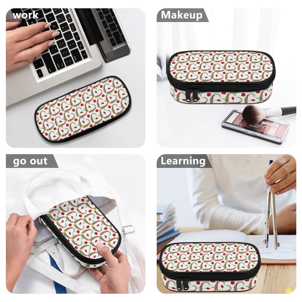 Pencil Bag Structured Wear Resistant Polyester Easy Open Zipper with Main Compartment Mesh Pocket and Pen Slots for Boys Girls