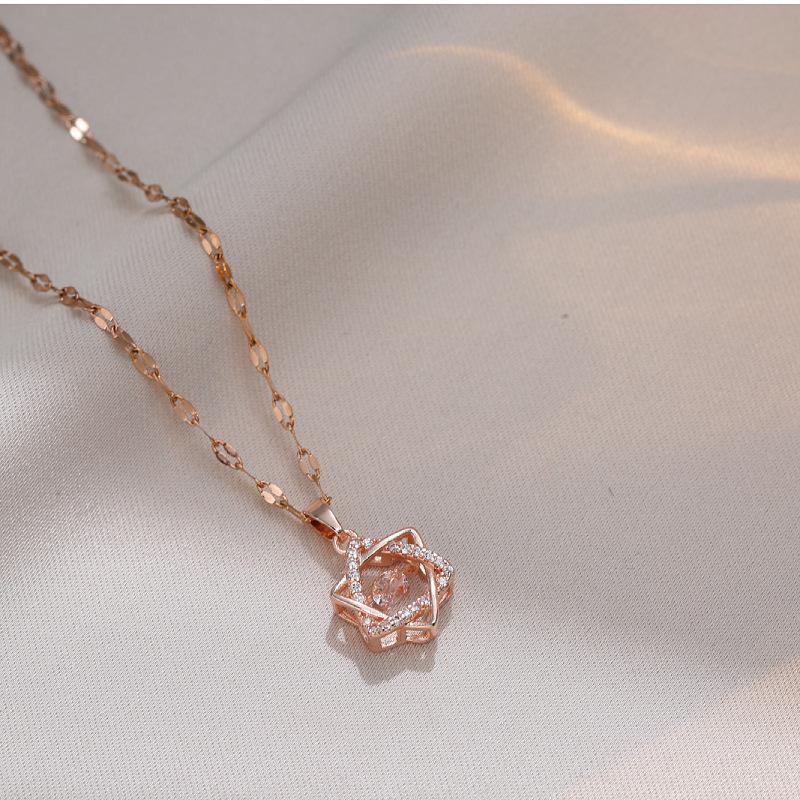 Six-pointed Star Pendant Stainless Steel Necklace Female Clavicle Chain