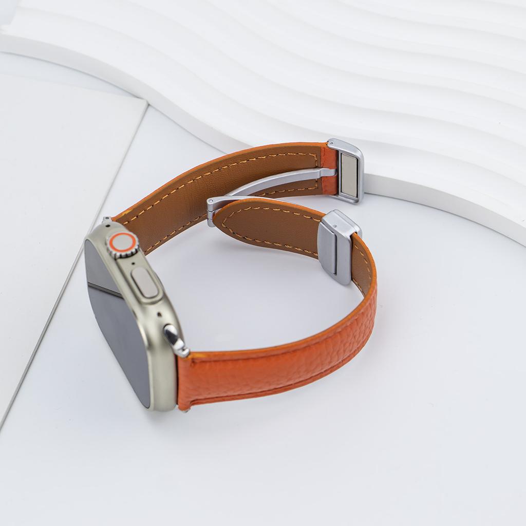 Classic Leather Magnetic Buckle Strap for Apple Watch 8 45mm 41mm Ultra 49mm Geniune Leather Band for iWatch Series 7 6 5 38mm 41mm 40mm