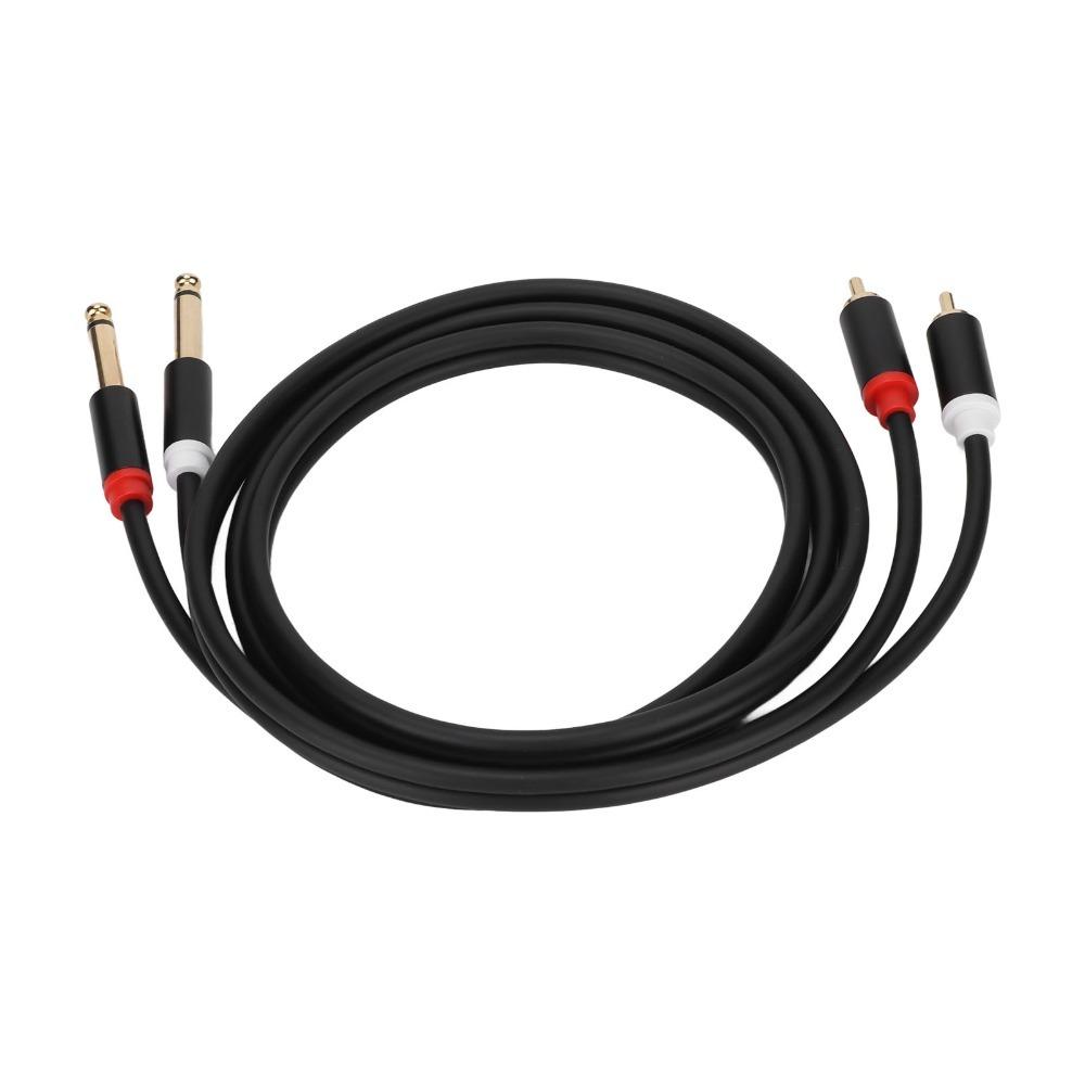 Gold Plated Dual 1/4 TS to Dual RCA Cable 1.5m / 4.9ft 6.35mm 2 RCA Port to 2 TS Port Cable Stereo Interconnect Cord