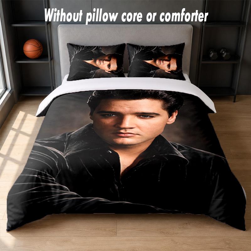 Elvis Presley Design Bed Bedding Set 1 Duvet Cover + 2 Pillowcases Soft Breathable Household Bed Linens