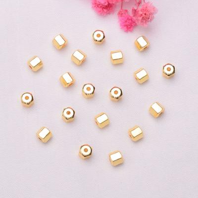 10pcs 18K Gold Bag Color-Preserving Solid Cylindrical Bead Spacer Beaded Diy Handmade Bracelet Necklace Jewelry Accessories Loose Beads