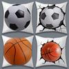 Soccer & Basketball Throw Pillow Covers, Cracked Wall Ball Print Cushion Cases, Sporty Fan Home Decor For Bedroom Living Room