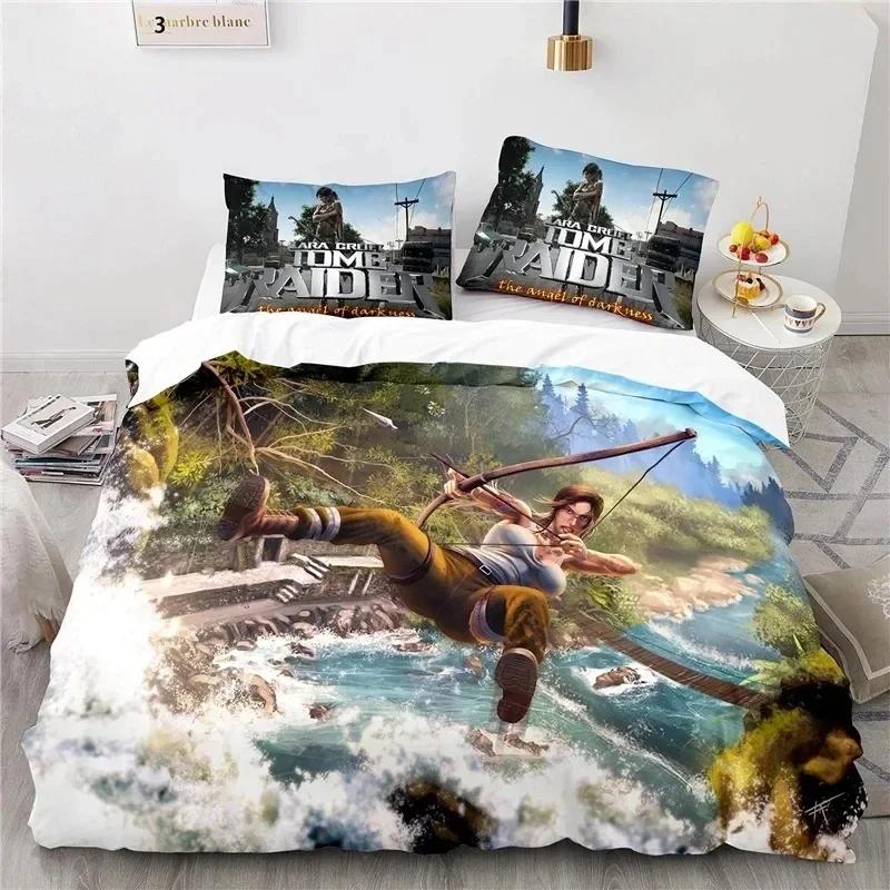 3D Print Game Tomb Raider Comfortable Duvet Quilt Cover Pillowcase Bedding Set Children Bedroom Decoration Home Textile