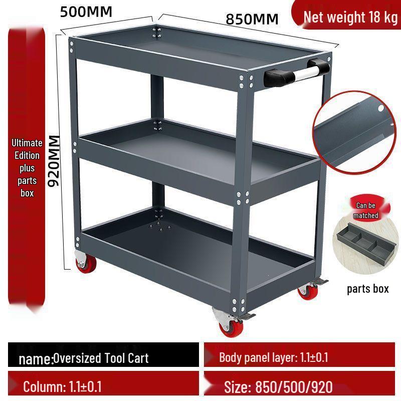 Three-Tier Mobile Tool Cart & Bicycle Repair Stand: Multifunctional Hand Truck with Hardware Tools Shelf for Auto Repair Parts.