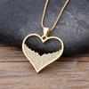 Nidin Luxury Fashion Cubic Zirconia Heart Pendant Women Gold Plated High Quality Chain Necklace Sparking Jewelry Party Gift