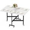 Folding Dining Table on Wheels, for 4-6, 120 cm, Wheels with Brakes, 2 Drop Leaves, White/Black