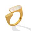 European-American Retro Fashion White Pearl Open Ring, Women's 18K Gold-Plated Titanium Steel Jewelry