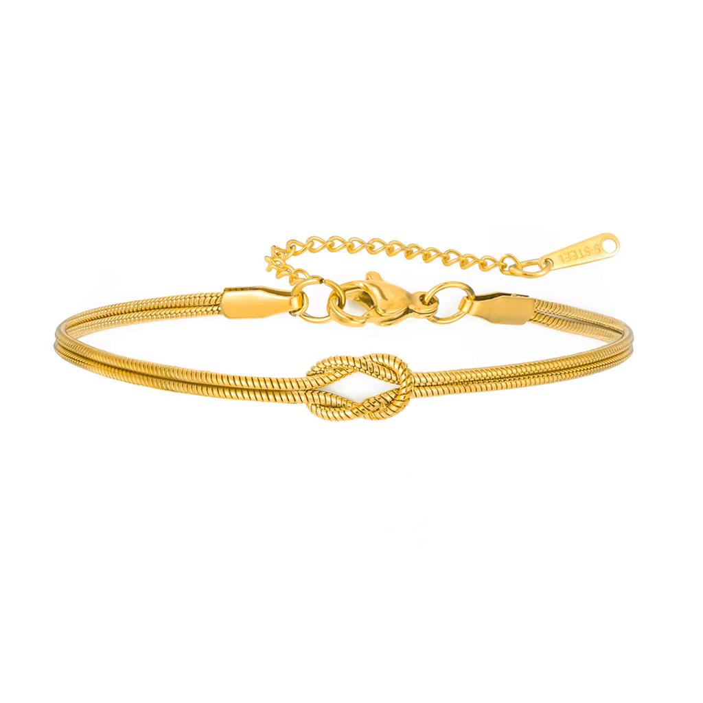 Braccialetti per Coppia in Acciaio Inossidabile Colore Oro Nero Catena Doppia a Serpente Nodi d'Amore Braccialetti Donna Uomo Gioielli Minimalisti Regalo
