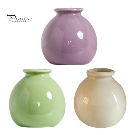 Mini Ceramic Vase Solid Color Glazed Flower Vase Desktop Decor Miniature Bud Vase for Small Hydroponic Plants Flowers Office Living Room Bedroom