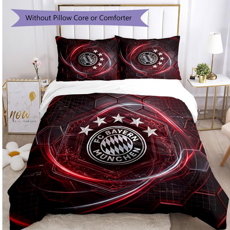 Bayern Munich Pattern Printed 3PCS Bedding Set Soft Skin-Friendly Washable Duvet Cover & Pillowcases Set All Season Bedroom