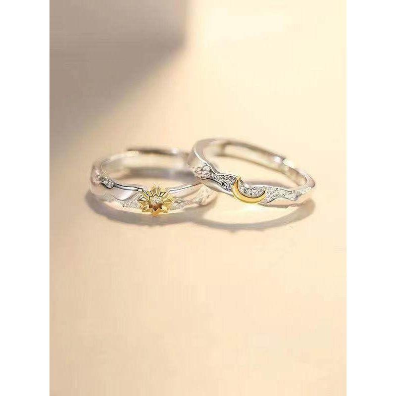 Sun and Moon Couple Rings European and American Niche Design Tyndall Sun Moon Adjustable Trendy Rings for Men and Women