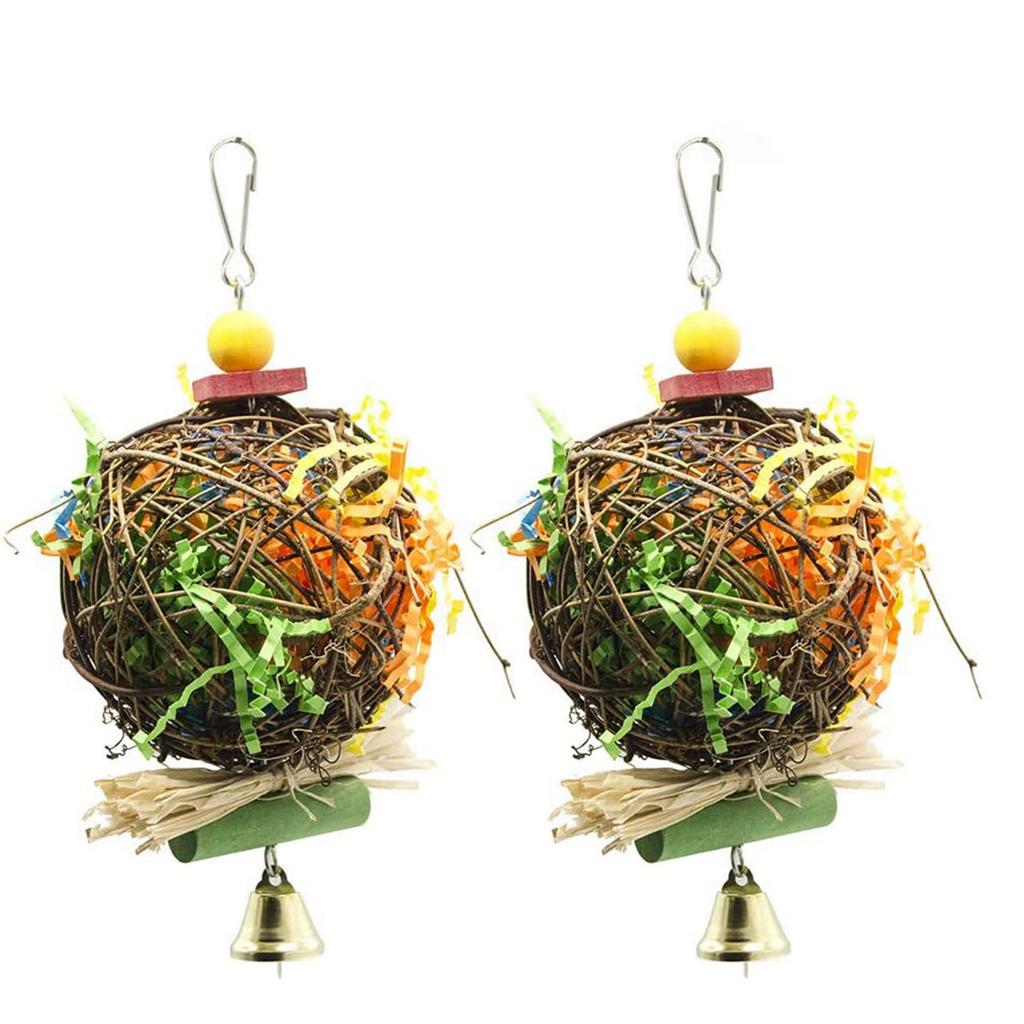 2PCS Cockatiel Conure Hanging Foraging Bird Chewing Toys Parrot Cage Shredder Toy