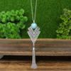 Ethnic Blue Stone Retro Chain Tassel Long Necklace Earring Turkish Gypsy Copper Color Geometric Carved Necklace for Women Party