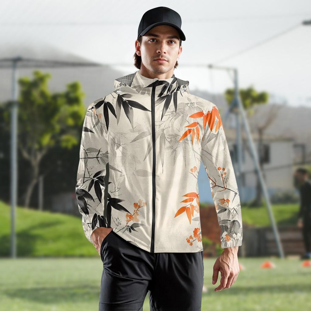 Children's Adult Fashion Printed Hooded Training Windproof Rainproof Sunscreen Sports Jacket Running Fitness Quick Dry Jacket