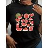 Watermelon Heart Ice Print Women Short Sleeve Crew Neck Top for Comfortable Clothing Harajuku Short Sleeve Aesthetic Clothes