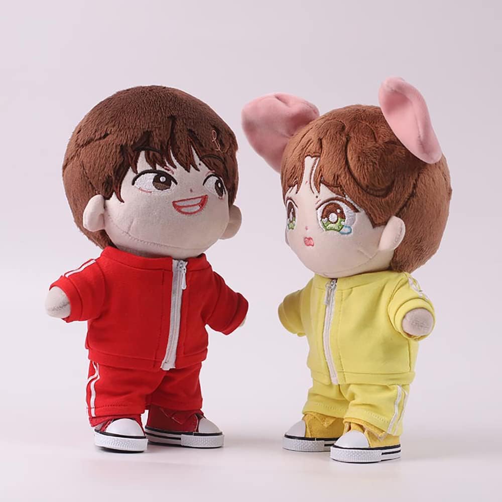 niannyyhouse Plush Doll Outfit Solid Color Tracksuit Set 10cm 15cm Cotton Accessories