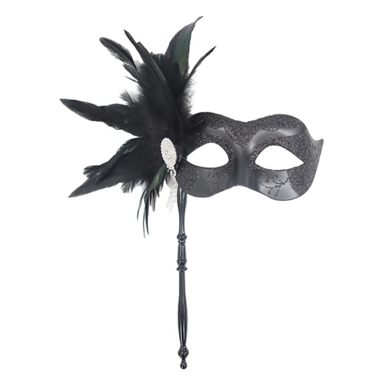Venetian Masquerade Masks Halloween Mardi Gras Masks with Stick Ball Party Masks