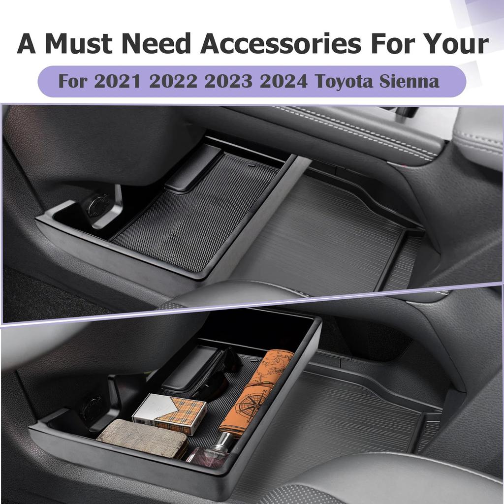 For 2025 2025 2025 2025 Toyota Sienna Center Console Bottom Organizer Floor Compartment Storage Box ABS Accessories Insert Box