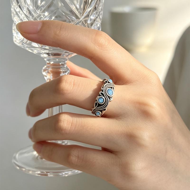 Xiaomi BF CLUB 925 Sterling Silver Ring For Women Jewelry Retro Stone Open Vintage Handmade Ring Allergy For Party Birthday Gift