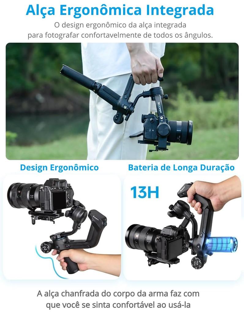 FeiyuTech SCORP 2 Gimbal Camera Stabilizer for Cameras with and with Sling AI Tracking Magic Portrait Tripod Maximum for Video and Cinema FY07395