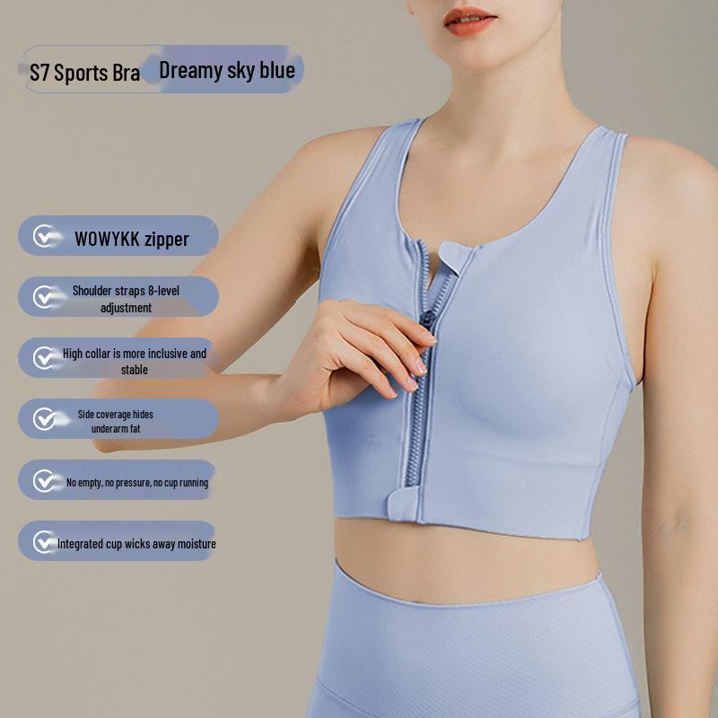 

Женский спортивный бюстгальтер большого размера с защитой от ударов: Передняя молния, регулируемые бретели для фитнеса, бега и йоги 5XL