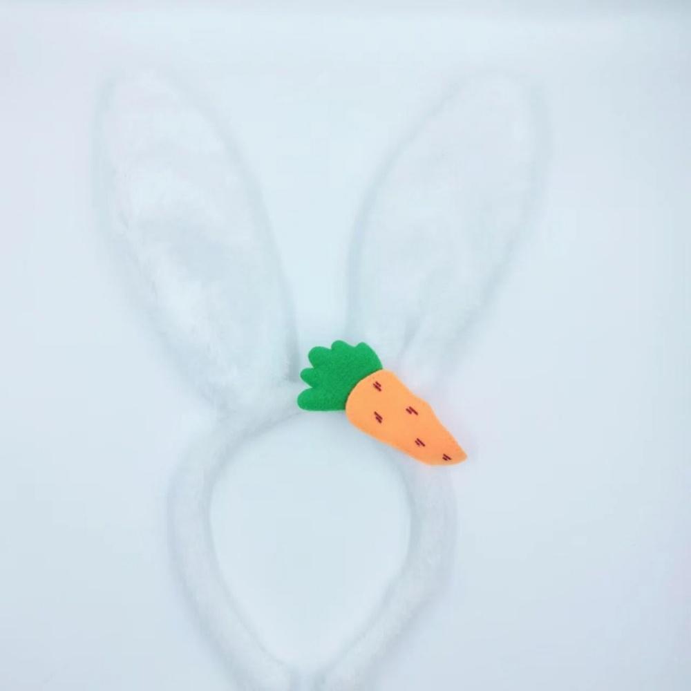 

Easter Cute Rabbit Ear Headbands Plush Bunny Ears Carrot Hairband Party Cosplay Costume Headwear Face Wash Hair Accessories білий