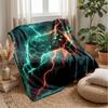 Futuristic Game Controller with Lightning Theme Blanket Lightweight Warm Flannel Blanket Decorative Throw Blanket for Home Decoration