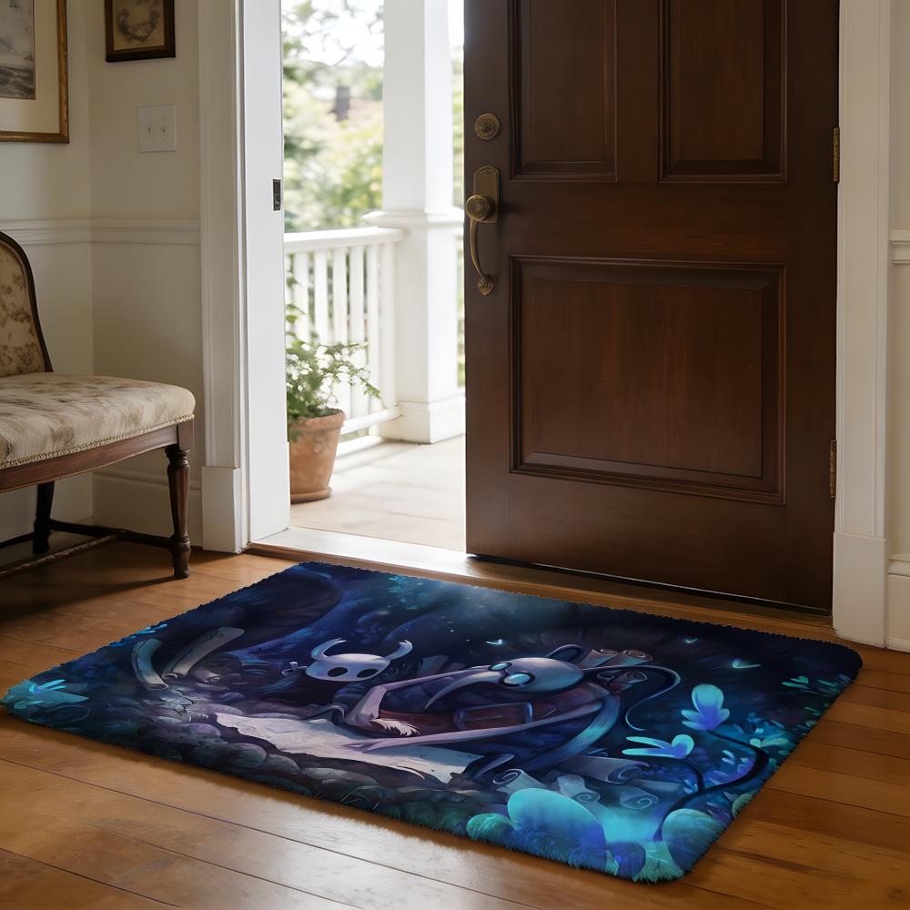 Floor Mat Soft Flannel Rug Non Slip Absorbent Mat for Bathroom Bedroom Home Decor H Hollow K Knight