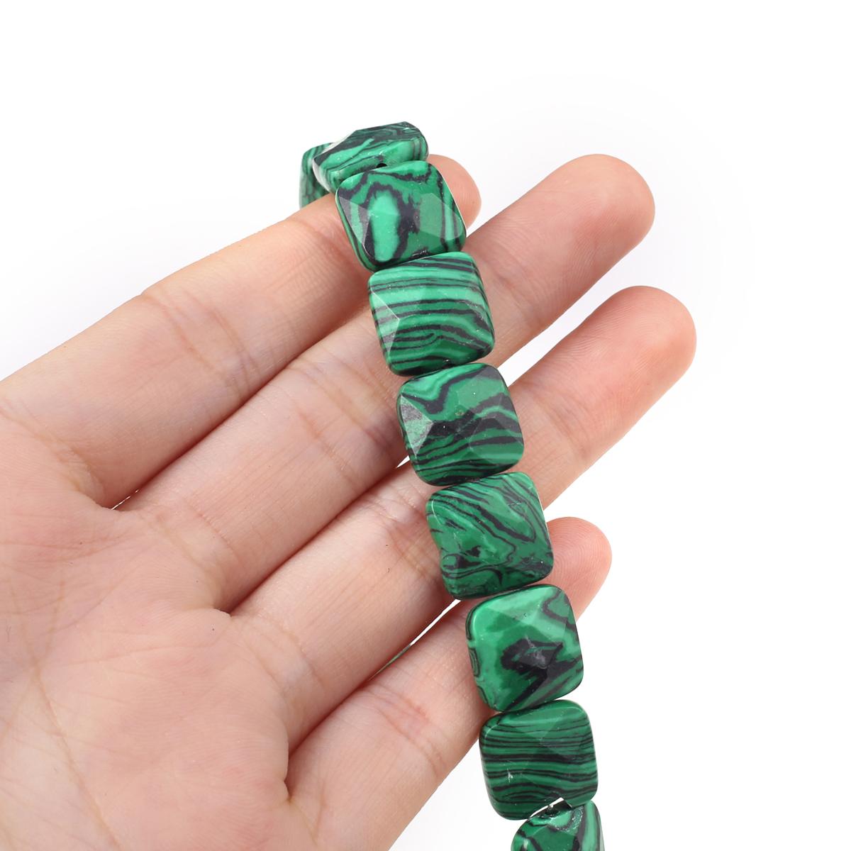 

Бусины из натурального камня, агаты/малахит, квадратные граненые бусины для изготовления ювелирных изделий, ожерелье, браслет, серьги, аксессуар Malachite/11x11x6mm
