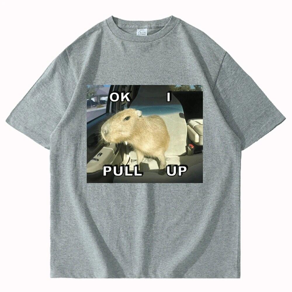 Capybara Meme lustige Streetwear Auto Pull Up Print T Shirt Capybaras Tops T-Shirts Shirt für Unisex Frauen Kawaii Vintage Sommer T-shirt