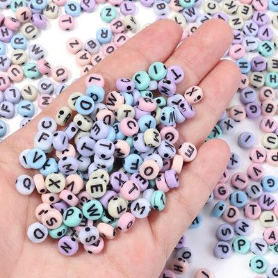 100pcs Acrylic Letter Beads Mixed Color Flat Round Alphabet Loose Spacer Beads For Jewelry Making DIY Bracelet Necklace Supplies