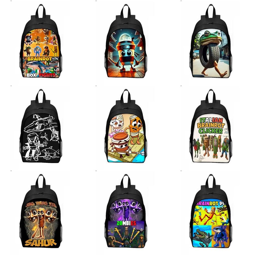 Al Italian Brainrot Pattern Backpack Breathable Student Schoolbag Gift Casual