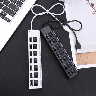 Kompakter USB 2 Adapter Hub mit 7 Ports Universell Weitgehend Kompatibel LED High-Speed Power