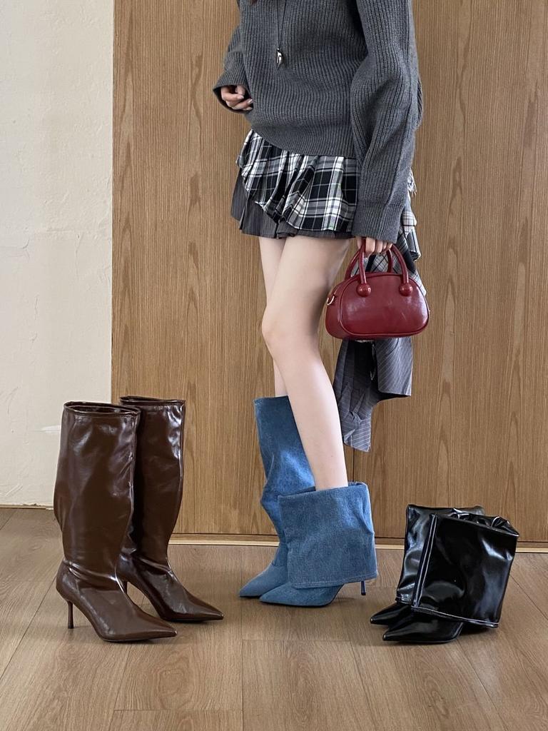 French Pointed Thin Heel Two Wear Boots Autumn and Winter 2025 New Fashion Versatile High Heel Boots Thin Boots Women