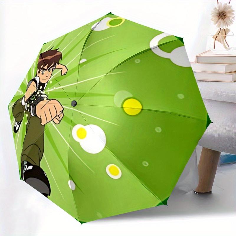 1pc Ben 10 Automatic Folding Personality Personality Umbrella, Portable Collapsible Design, 8-Rib Iron Frame, All-Season Casual Outdoor Accessory for