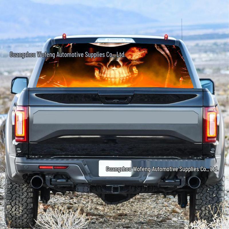 Grim Reaper Flame Skull Rear Window Sticker for Cars 135*36 CM
