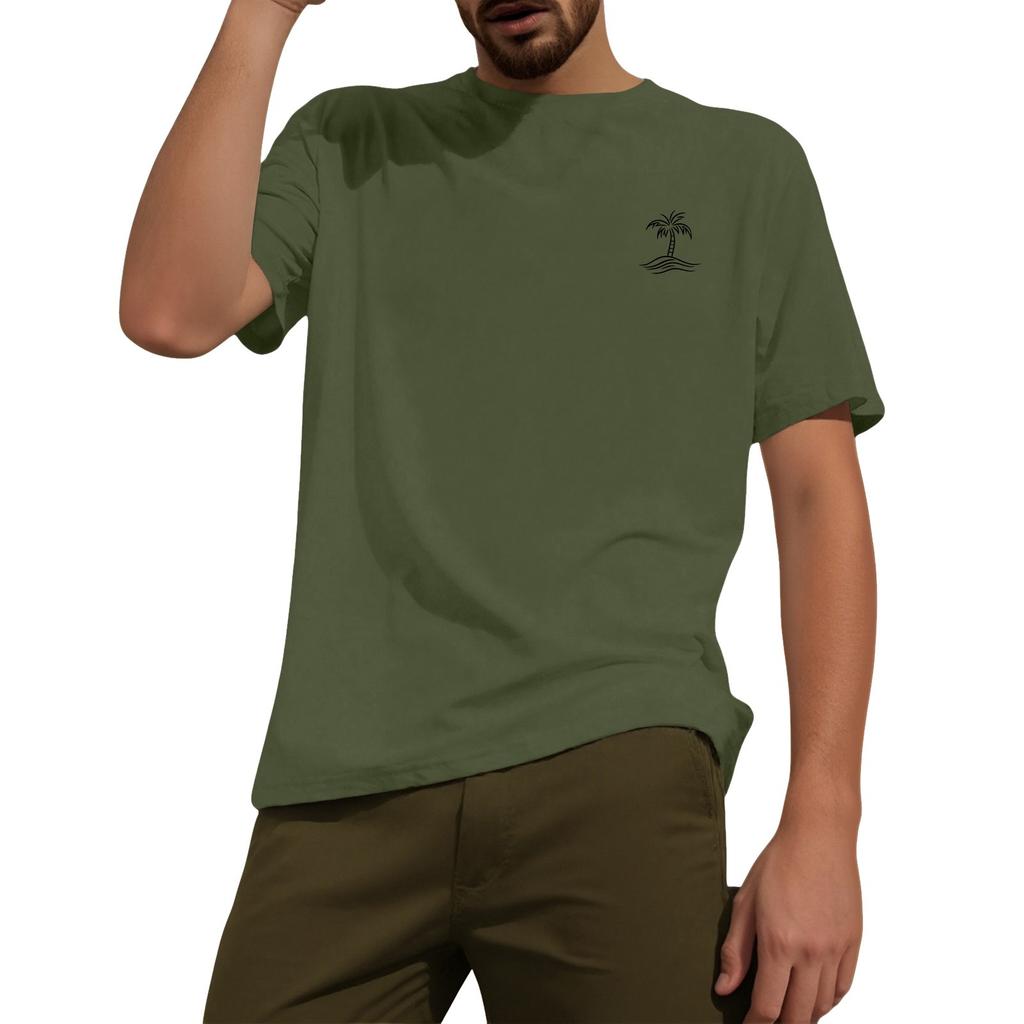 Men's Fashion Printed Round Neck Straight Shoulder Short Sleeve T-Shirt Top